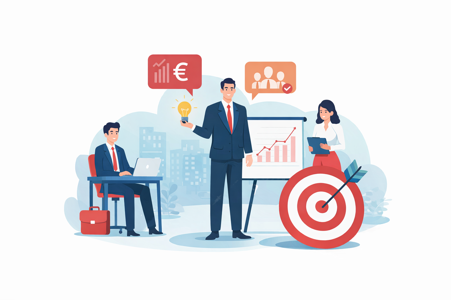 Illustration de différents profils professionnels représentant les publics cibles d’un film institutionnel