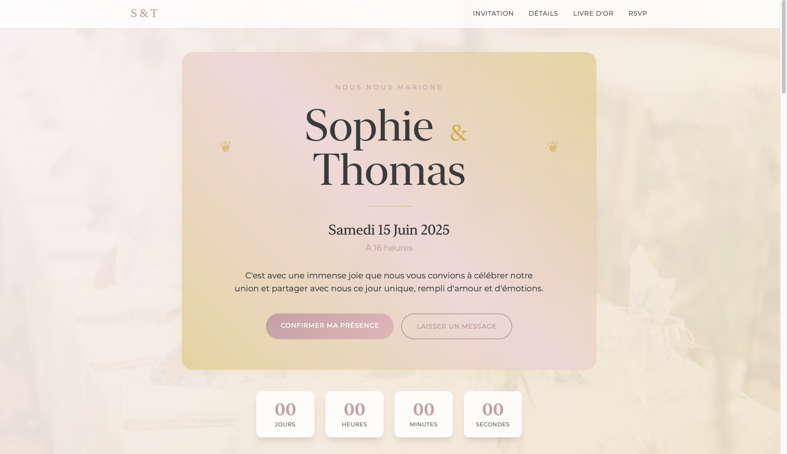 Page web pour votre mariage